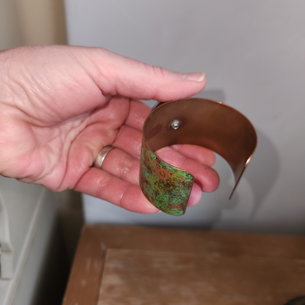 Copper And Dichroic Glass Cuff - Picture 4 of 6